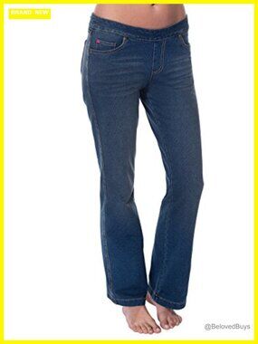 Womens Bootcut Stretch Jeans Pull-On Elastic Waist Pajama Comfort Denim